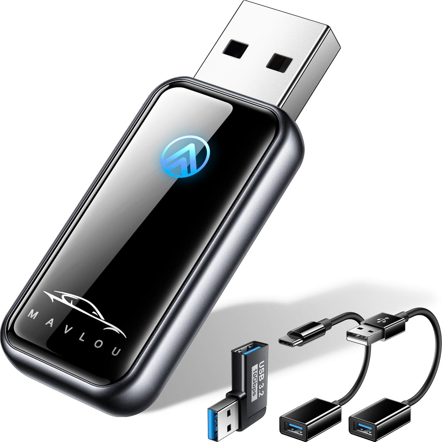 Wireless Android Auto Adapter, Neuestes Upgrade Stabiler schneller Mini Android Auto Dongle, Glasplatte & Metallrahmen, Convert Wired to Wireless, für Android 11+ & Autos mit Wired Android Auto