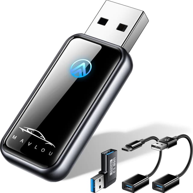 Wireless Android Auto Adapter, Neuestes Upgrade Stabiler schneller Mini Android Auto Dongle, Glasplatte & Metallrahmen, Convert Wired to Wireless, für Android 11+ & Autos mit Wired Android Auto