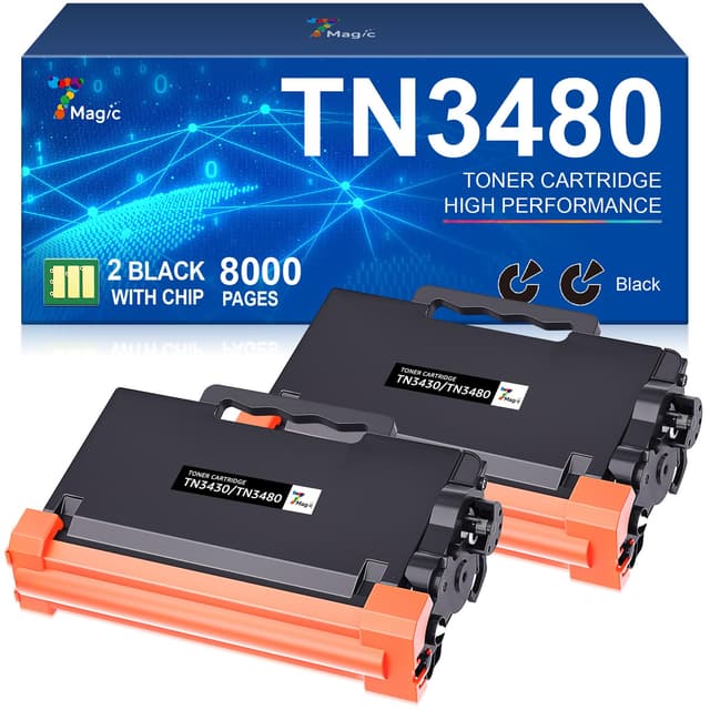 7Magic TN3480 TN3430 Ersatz für Brother HL-L5100DN Toner MFC-L5750DW TN-3480 TN-3430 3480 TN Kompatibel MFC-L5700DW HL-L5200DW(2 Schwarz), X-Large