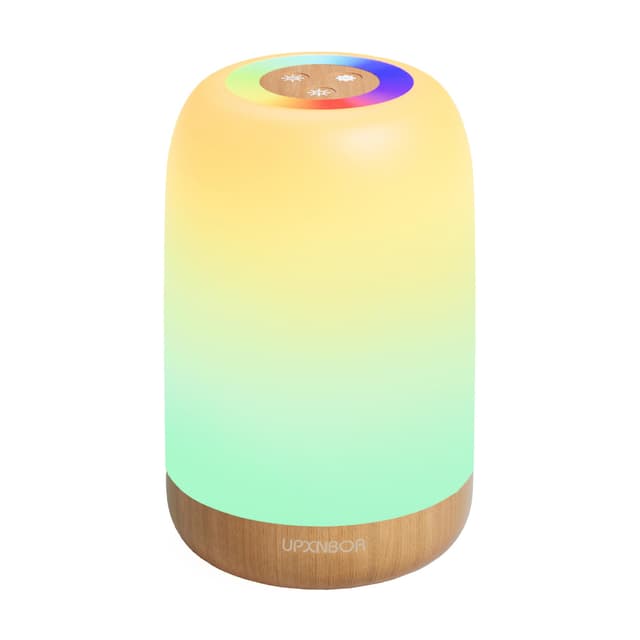 UPXNBOR LED Nachttischlampe Touch Dimmbar mit 256 RGB Farben & 4 Modi, Tischlampe Kabellos mit Timer & Haken, USB Aufladbar, Holzmaserung, Tragbares Nachtlicht für Schlafzimmer, Wohnzimmer Weiß