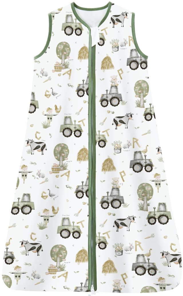 Chilsuessy Sommerschlafsack Baby Schlafsack Kleine Kinder Schlafanzug ohne Ärmel für Sommer und Frühling 100% Baumwolle, Happy Farm, 130/Baby Höhe 130-150cm