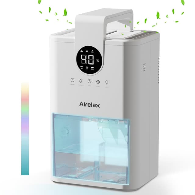Airelax Luftentfeuchter 1000ML Kleiner Energiesparender Luftentfeuchter Elektrisch, 5 Touch-Funktionstasten & Auto Abschaltung Entfeuchter, Leise Raumentfeuchter für Keller, Schlafzimmer, Bad, Home Medium