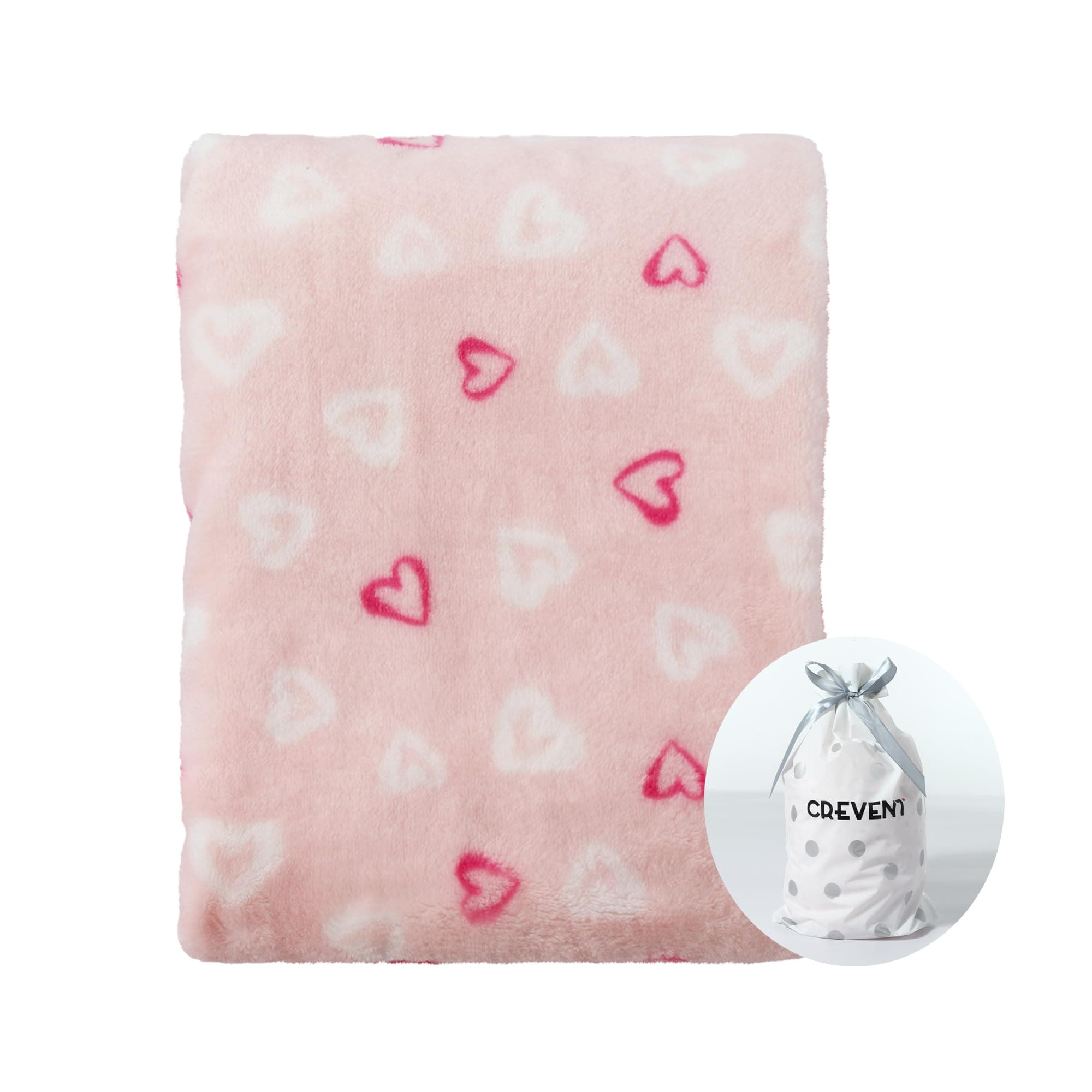CREVENT 75cmX100cm Leichte Gemütliche Plüsch Flauschige Warme Fleece Babydecke für Mädchen Kleinkind Krippe Kinderbett Kinderwagen, (Rosa Herz) 75cmX100cm Pink And Red
