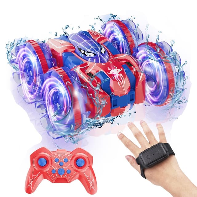 fygurso Spider wasserdichtes RC-Auto, 4WD 2.4 GHz amphibisches Fernsteuerungsauto Fernsteuerungsboot für Kinder, 360° Drehung RC-Truck, Jungen- und Mädchengeschenk für alle