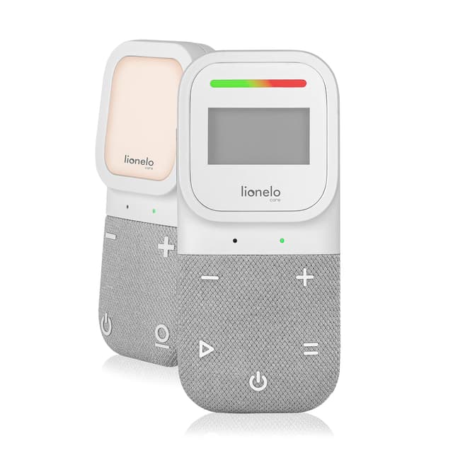 Lionelo Babyline 2.3 Audio-Babyphone mit Nachtlicht, Reichweite bis zu 400 m, LCD-Display, Gegensprechfunktion, EcoVox-Modus, Schlaflieder, Temperaturanzeige, Alarm, Babyphone