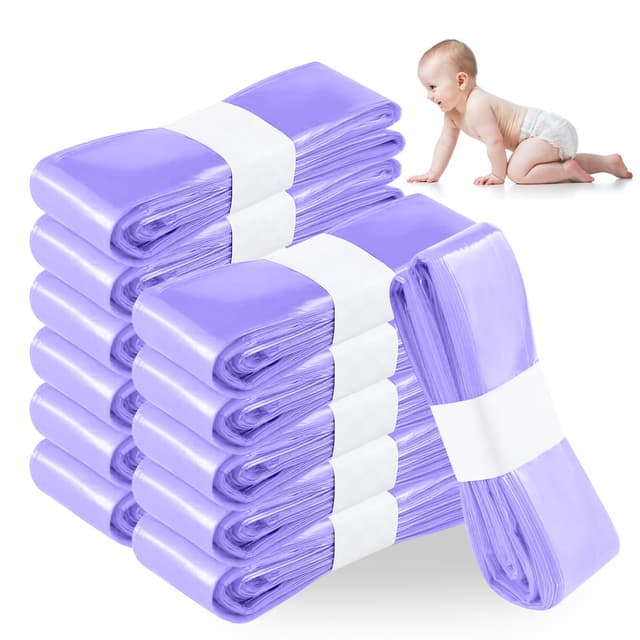 GIBOHOM 12 Stück Windeleimer Nachfüllkassetten, Wickeleimer Nachfüllfolie Geruchsdichte Eingedickte, Nachfüllkassetten Windeleimer Kompatibel mit Tommee Tippee, Angelcare, LitterLocker, Spross Violett, 12 Stück