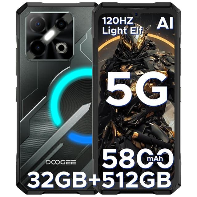 DOOGEE Blade GT Pro 5G Outdoor Handy Ohne Vertrag mit LED Lichteffekte, 32GB+512GB/2TB TF LPDDR5, Dimensity 7025, 6.72" FHD+120Hz, Android Outdoor Smartphone,100MP+32MP/5800mAh/Fingerabdruck/Face ID BLACK