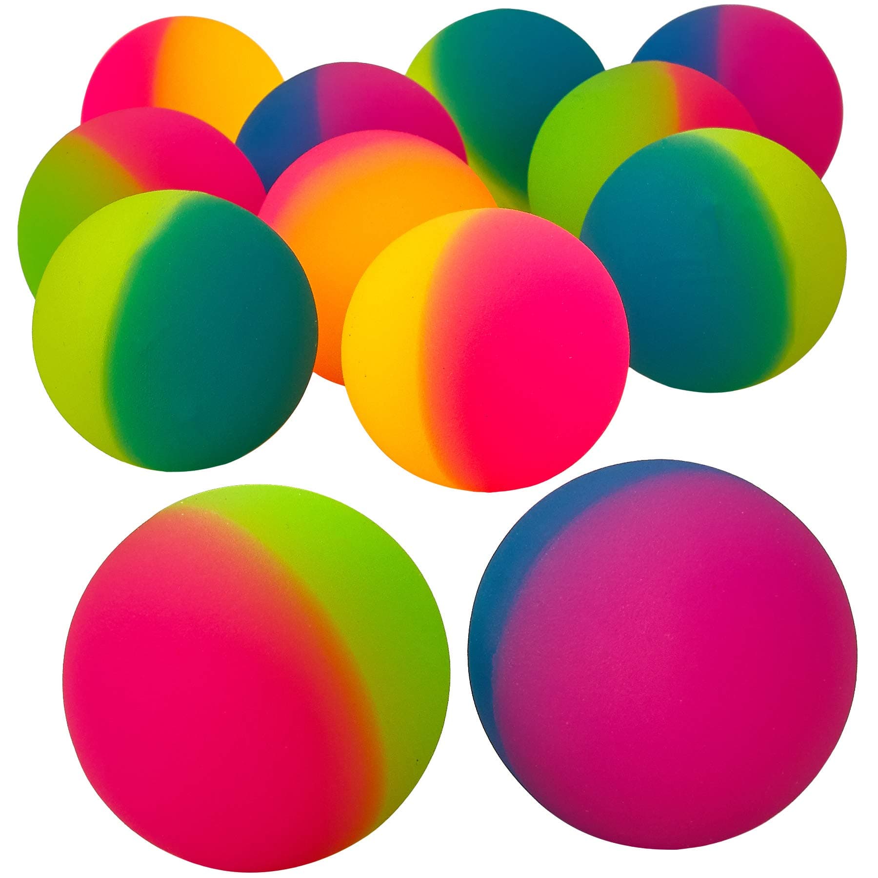 Bedwina Jumbo Super Hüpfbälle (12er Pack) - Große 6 cm Bälle in bunten Farben für Kinder als Mitgebsel, Partygeschenke & Preise für Jahrmärkte