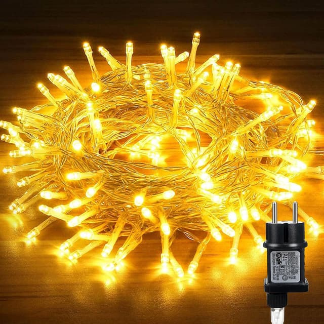 LED Lichterkette Außen, 10M 80 LED Outdoor Strom Lichterketten mit Stecker für Aussen Innen Deko, Garten, Hochzeit, Party, Weihnachtsdeko, Terassen Balkon - Warmweiß