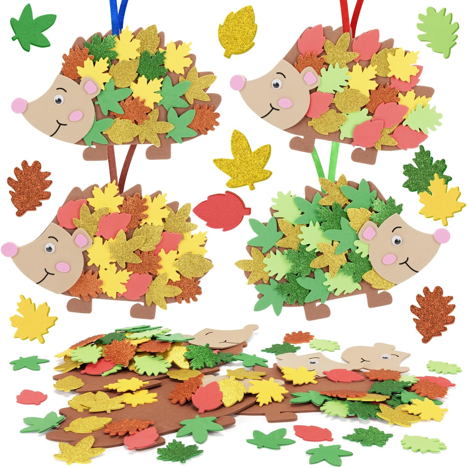 Orifinter Bastelset Kinder 3 4 5 6 Jahre, 12 Ige Herbst Basteln mit Kindern, EVA Bastelset Herbst, Moosgummi Schablonen, Wackelaugen, Ahornblatt Selbstklebendes