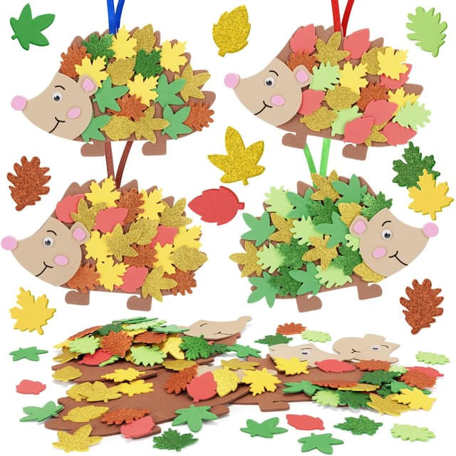 Orifinter Bastelset Kinder 3 4 5 6 Jahre, 12 Ige Herbst Basteln mit Kindern, EVA Bastelset Herbst, Moosgummi Schablonen, Wackelaugen, Ahornblatt Selbstklebendes