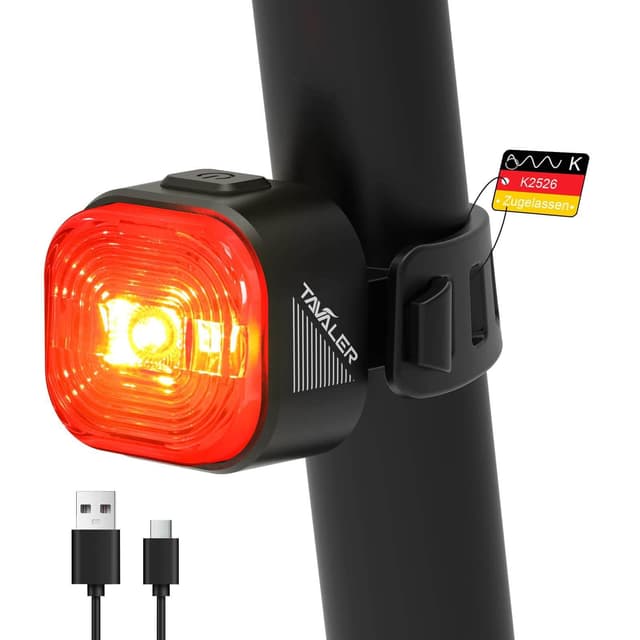 Tavaler Fahrrad Rücklicht LED | StVZO zugelassenes Rücklicht Fahrrad | USB-C Aufladbar Batterie Rücklicht | IPX6 Wasserdicht Fahrradlicht Hinten | 13 Stunden Leuchtdauer für Rennrad, MTB, E-Bike