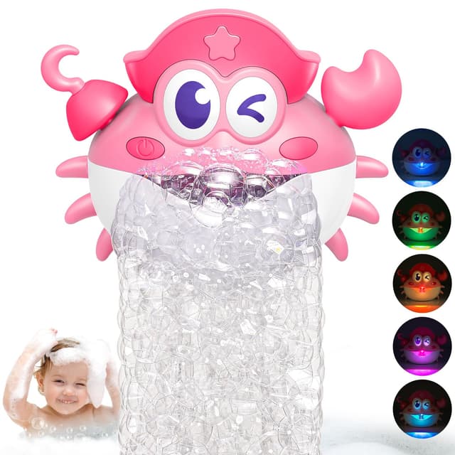 iKidiki Badespielzeug Baby Spielzeug ab 1 2 3 4 5 Jahre Mädchen, Geschenk 1-5 Jahre Mädchen Badewannenspielzeug ab 1-5 Jahre Schaummaschine Badewanne Geburtstagsgeschenk für Mädchen Krabbe Baby