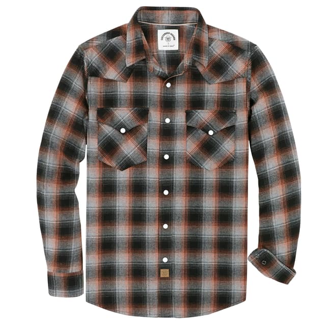 Dubinik® Herren Flanellhemd Flanellhemd Herren Kariert Western Cowboy Vintage Langarm Druckknöpfe Baumwolle Freizeithemden