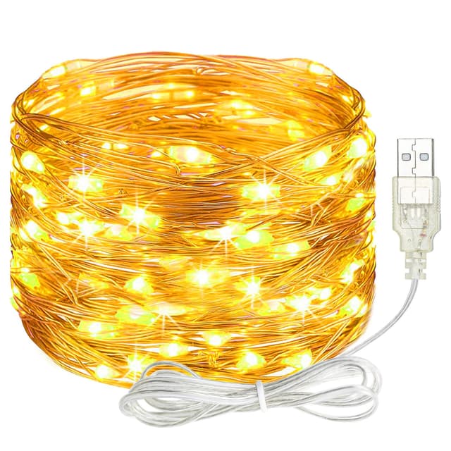 litogo Led Lichterkette mit USB, 5M 50LED Kupferdraht Lichterkette mit Stecker, Wasserdicht Weihnachten Lichterketten für Party, Garten, Hochzeit, Innen Außen Deko, Warmweiß 50LED Warmweiß