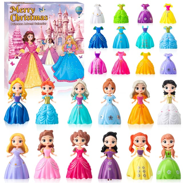 Prinzessin Adventskalender 2025 Mädchen – 24 Tage Weihnachtskalender mit Verformbaren Spielzeug Figuren & Kleidung Ideal für Klassenbelohnungen