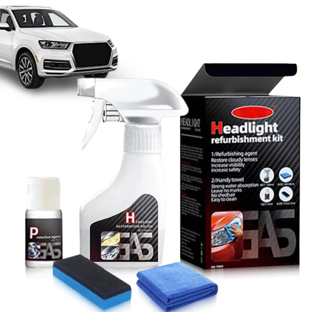 Generisch Scheinwerfer Aufbereitung Set, 180ml Auto Scheinwerfer polierset, Pro Scheinwerfer-Regenerationsmittel, Scheinwerfer Reparaturspray für Reinigt Poliert Vermattete Vergilbte