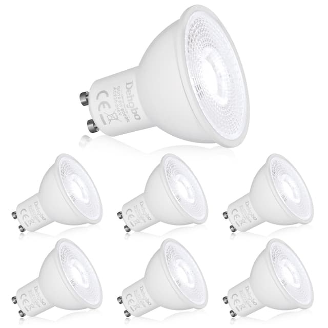 Dehobo GU10 LED Kaltweiß Glühbirne, LED Lampen Licht Spot Kaltweiß Lampe 6W 6000K 480 Lumen Ersetzt 60W Halogen Leuchtmittel, 120° Abstrahlwinkel Spotlight, Nicht Dimmbar Led, 6 Stück Kaltweiß 6000k
