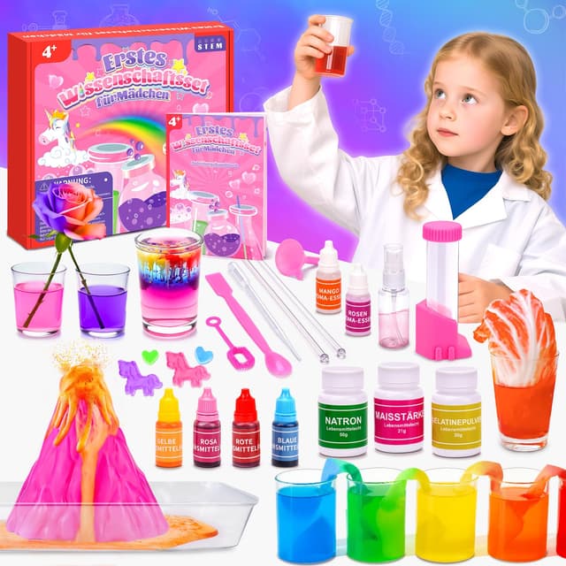 Experimente für Kinder ab 6 8 5 10 7 4 9, Geschenk Mädchen 9 7 8 6 10 5 Jahre STEM Spielzeug 200+ Kinderspielzeug Mit Vulkan Maske Parfüm Selber Machen Set für Chemie Kinderspiele ab 4-12 Jahre