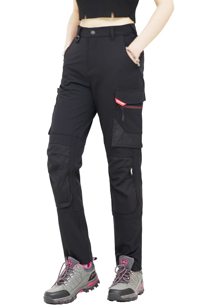 WORK IDEA Damen Slim-Fit Stretch Arbeitshose: Kritische Stoffbereiche aus Cordura – strapazierfähige Eleganz für höchste Ansprüche. Schwarz-type 2 38