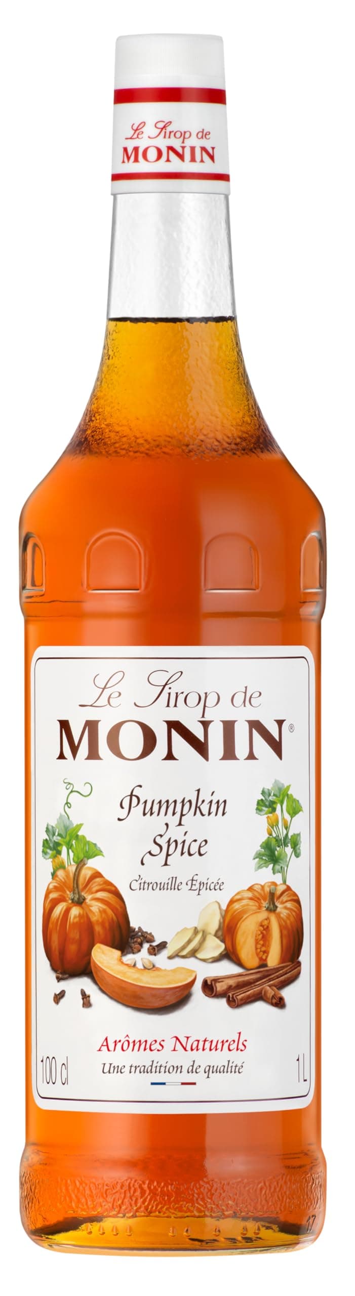 Monin Sirup Pumpkin Spice (1 x 1,0l) - Aromatischer Kürbisgewürz Sirup für Pumpkin Spice Latte - Kaffee und Cocktails - Herbst Getränke - ohne künstliche Zusätze 1 l (1er Pack)