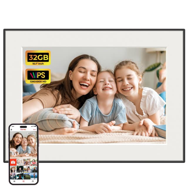 Frameo WiFi Digitaler Bilderrahmen, 10,1 Zoll 32GB Digital Photo Frame 1280x800 IPS HD Touch Screen, Automatische Drehung, sofort Fotos/Videos teilen via Frameo-App von überall. 10,1‘’ Art