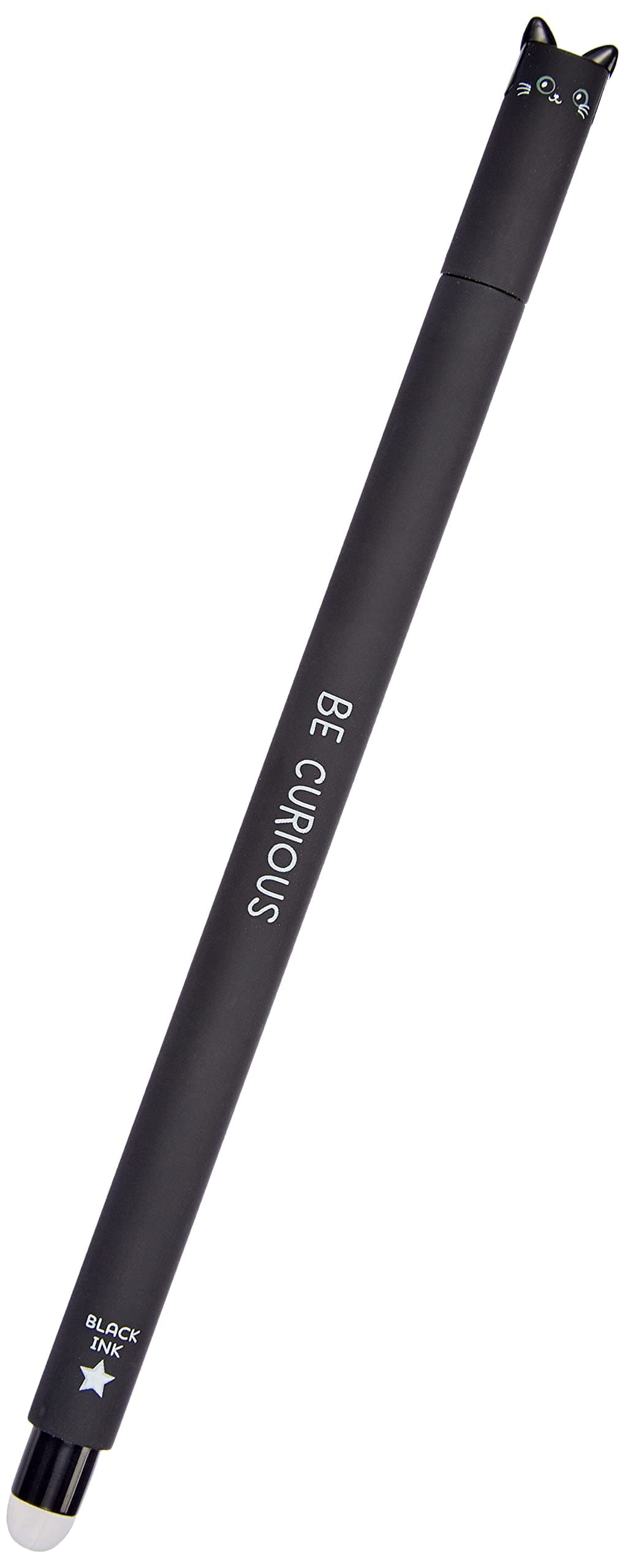 Legami - Radierbarer Gelschreiber, Kugel am Ende zum Entfernen der Tinte, ohne das Blatt abzunutzen - Schwarze Tinte, temperaturempfindliche Tinte, 0,7 mm Durchmesser der Spitze - Kitty-Thema 1 stück (1er Pack) Cat.