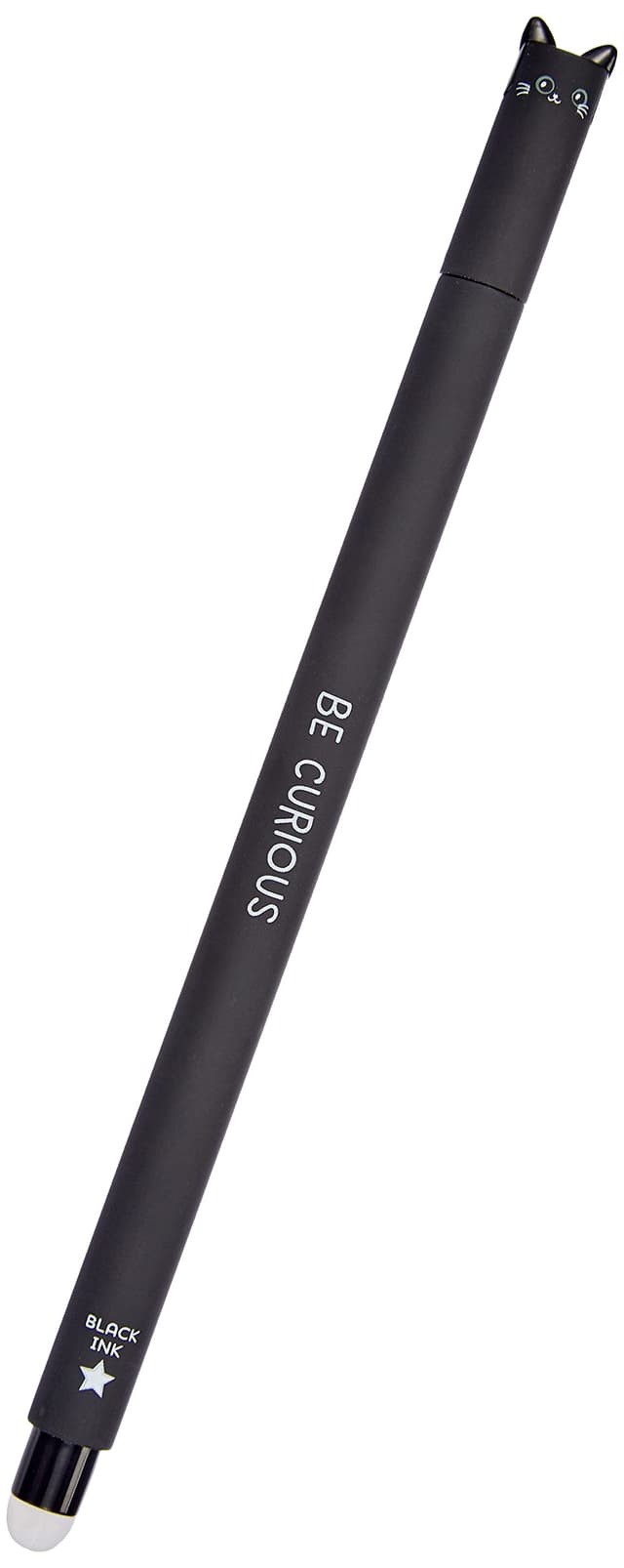 Legami - Radierbarer Gelschreiber, Kugel am Ende zum Entfernen der Tinte, ohne das Blatt abzunutzen - Schwarze Tinte, temperaturempfindliche Tinte, 0,7 mm Durchmesser der Spitze - Kitty-Thema 1 stück (1er Pack) Cat.