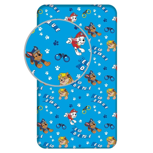 Paw Patrol Spannbettlaken für Kinder, 90 x 200 cm, offizielle Paw Patrol Bettwäsche, weiche und atmungsaktive Baumwolle, rutschfestes Spannbetttuch für Kinderbetten, lebendig und bequem für Jungen und