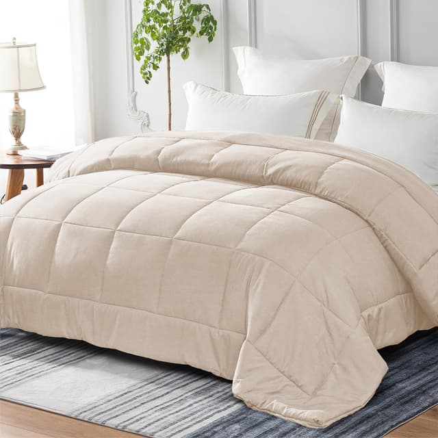Yebeda 4-Jahreszeiten Bettdecke in 155x220 cm Beige, Atmungsaktive und Superweiche Ganzjahres-Steppdecke Schlafdecke Beige 155 x 220 cm
