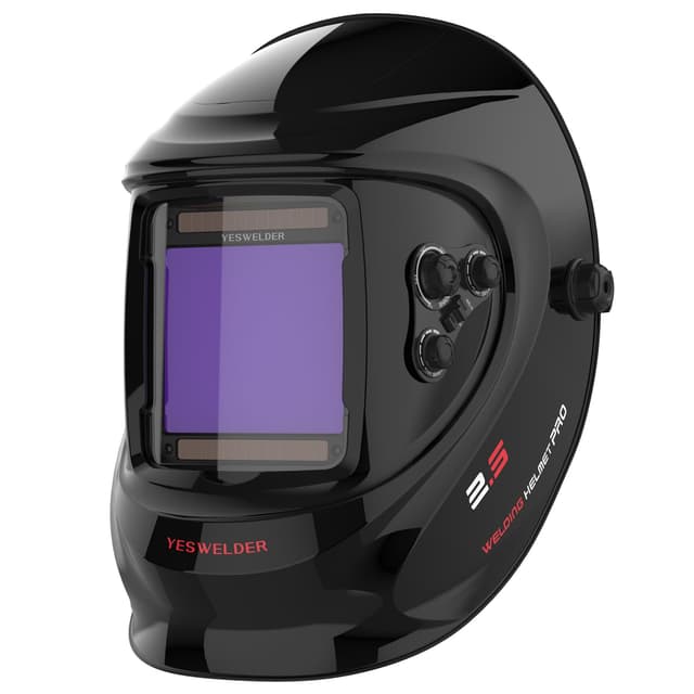YESWELDER Große Ansicht Schweißhelm 10x9cm Echtfarben Auto Verdunkelung Schweißmaske Solarstrom 4 Lichtbogensensor Breite Schattierung 4/5-9/9-13 für Wig MIG ARC Schleifen Schweißen LYG-30M800H