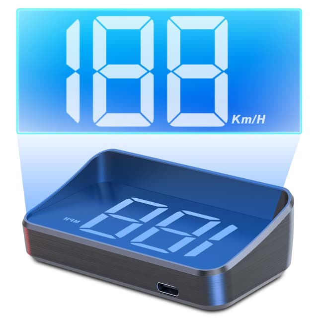 WODHMIEY HUD Tachometer-Projektor, Windschutzscheiben-Projektor Tachometer HUD mit GPS+Beidou, automatische Helligkeitsanpassung, 10Hz Bildwiederholrate, klares Display (Weiß KM/H)