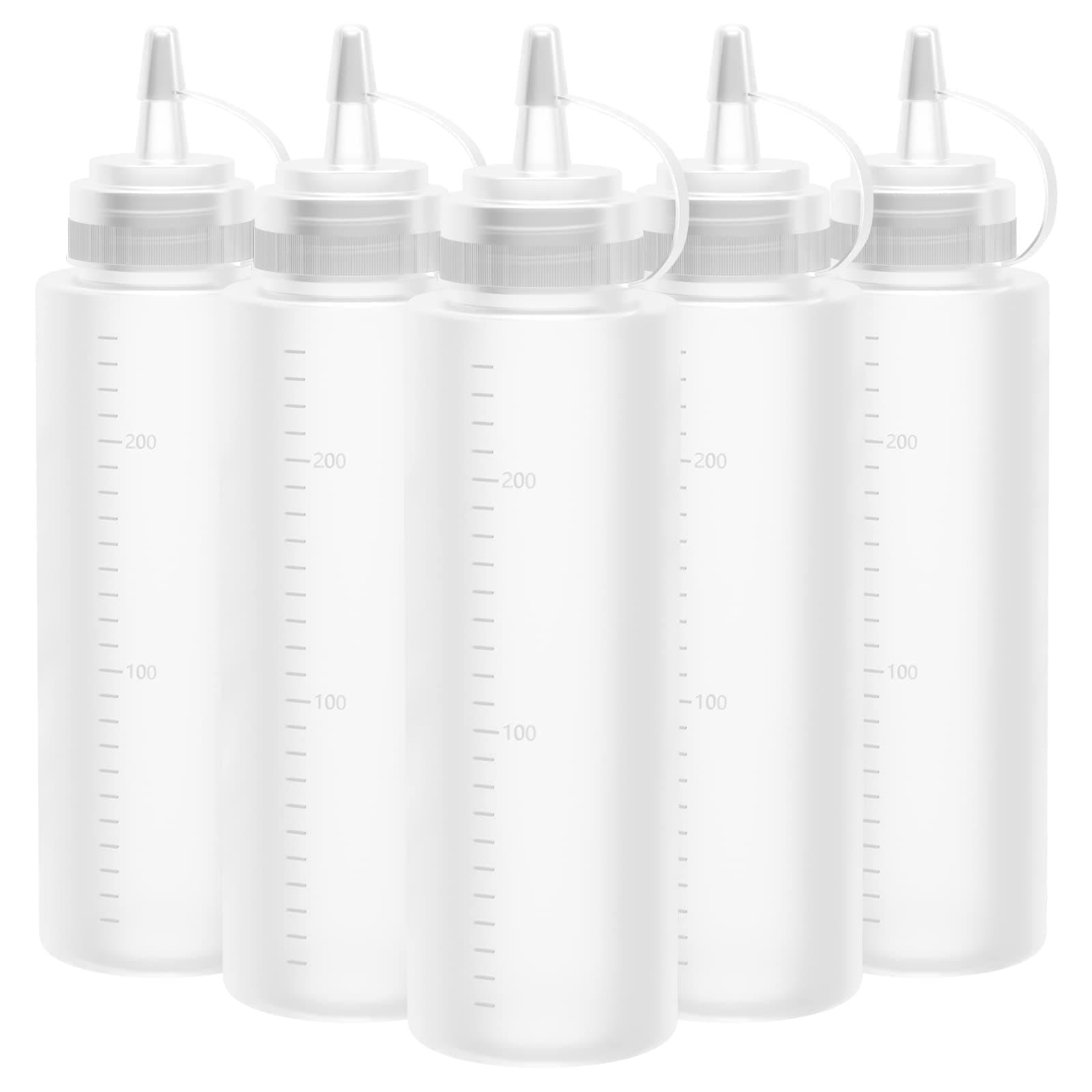 Lestiven Squeeze Flasche, 5 Stück 250ml 8oz Plastik Quetschflasche Mit Kappen - BPA Frei,Kein Leck Condiment Flaschen für Malen,Backen,Ketchup,scharfe Soße,Olivenöl, Saucenflasche