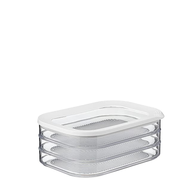 Mepal - Vorratsbehälter Wurstwaren Modula 3-lagig - Kühlschrank - Vorratsbox mit Deckel - Geeignet zur Aufbewahrung von Fleischprodukten - 3 Separate Kühlschrank - Vorratsboxen - 1650 ml - White Weiß Aufschnittdose 3-lagig
