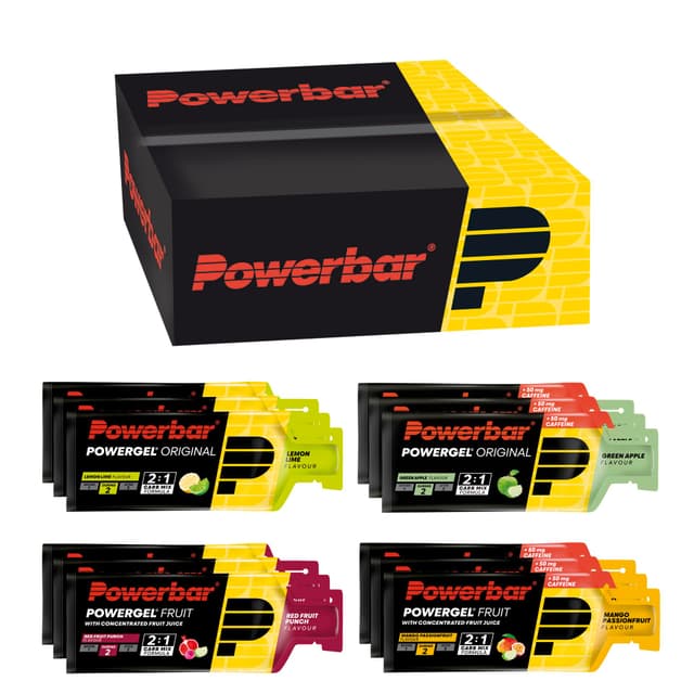 Powerbar - PowerGel Multiflavour Box - 12x41g - High Carb Energie Gele - 2:1 Kohlenhydratverhältnis - Natrium Multiflavour 12x41g