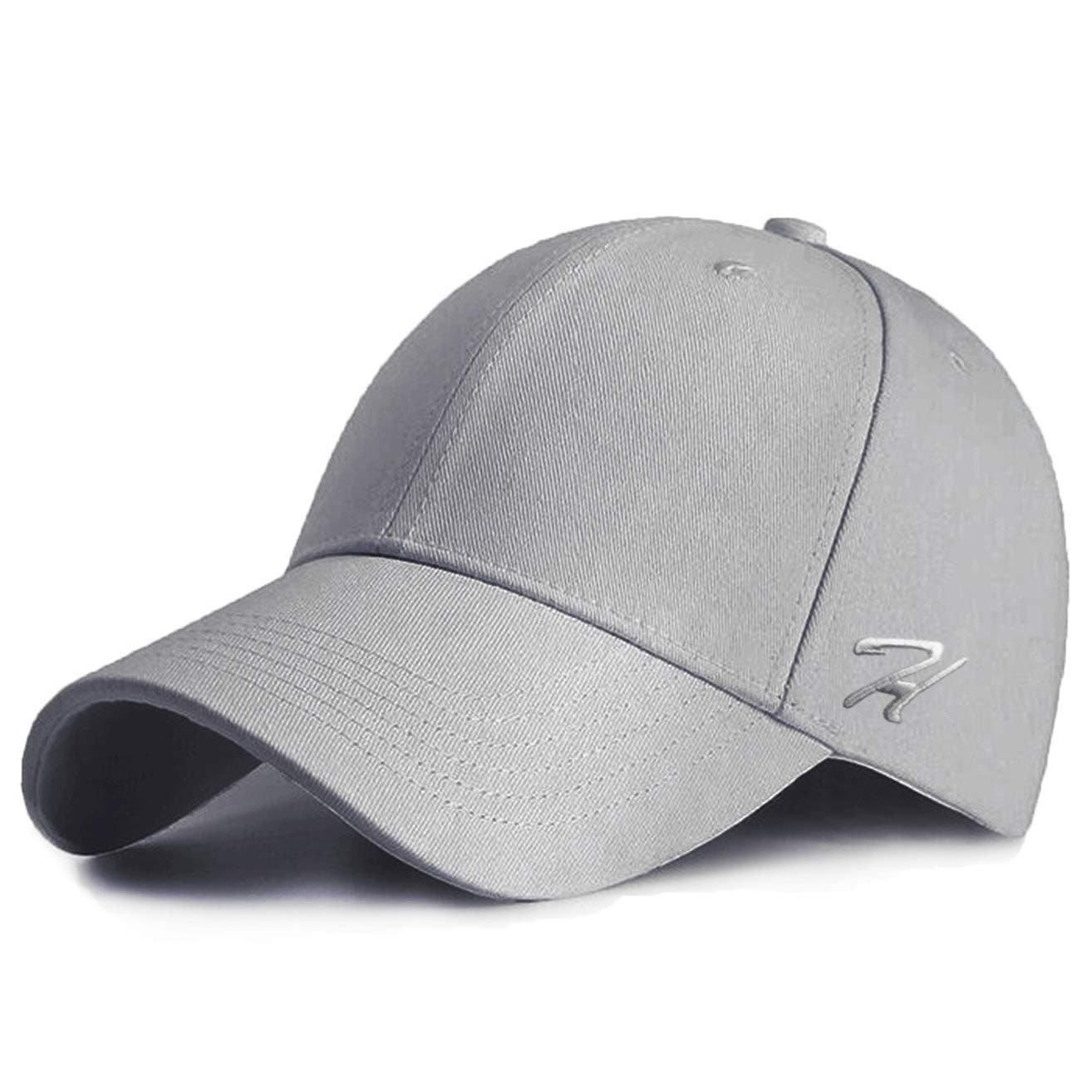 HASAGEI Baseball Cap Herren Damen Basecap Baseball Kappe Reine Farbe Baseboard Baseballkappe Cotton Cap für Tennis Golf Reisen Einheitsgröße Grau