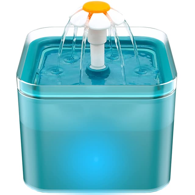 AONBOY Katzenbrunnen, 2L Katzentrinkbrunnen, Ultraleiser Katzentrinkbrunnen, LED-Lichttrinkbrunnen, Hundetrinkbrunnen, mit Aktivkohlefilter und Wasserpumpe Grün