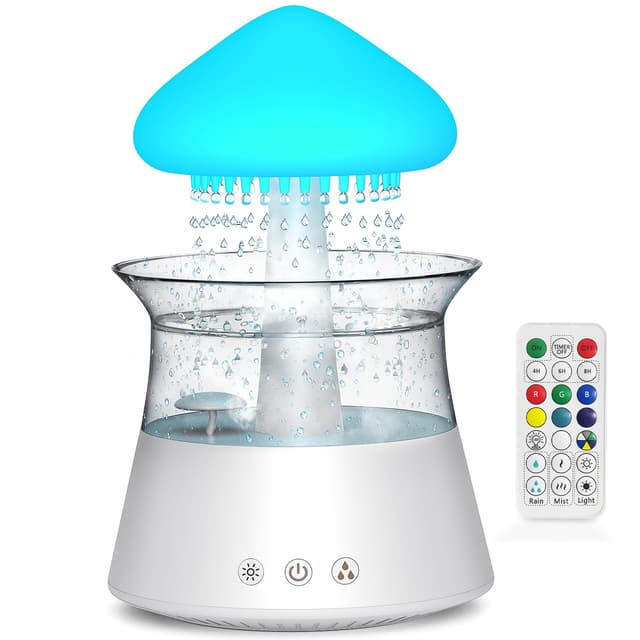 Diffuserlove Regen Wolken luftbefeuchter Rain Cloud Humidifier mit Fernbedienung Pilz Wasser Lampe Raumbefeuchter Schlafzimmer Regentropfen Luft luftbefeuchter Schlafzimmer Air Humidifier 300ML