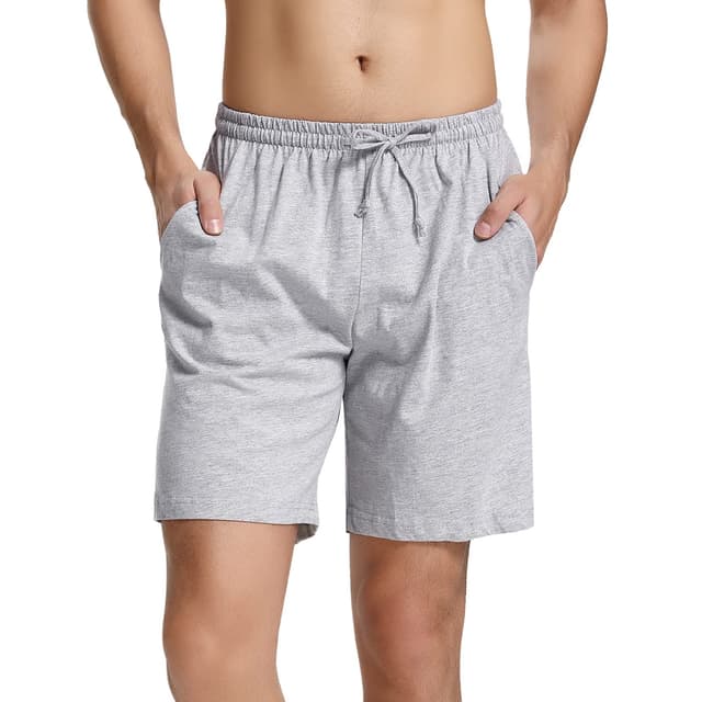 Aseniza Herren Schlafanzughose Kurz Baumwolle Bermuda Schlafshorts Pyjamahose Shorty Sommer Sleephose Freizeithose für Männer XL B-grau