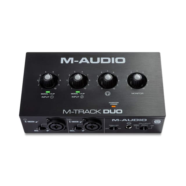 M-Audio M-Track Duo – USB Audio Interface für Aufnahmen, Streaming und Podcasting, mit dualen XLR, Line- & DI-Eingängen, inklusive Softwarepaket 48kHz, 2 XLR Duo-Audio-Interface