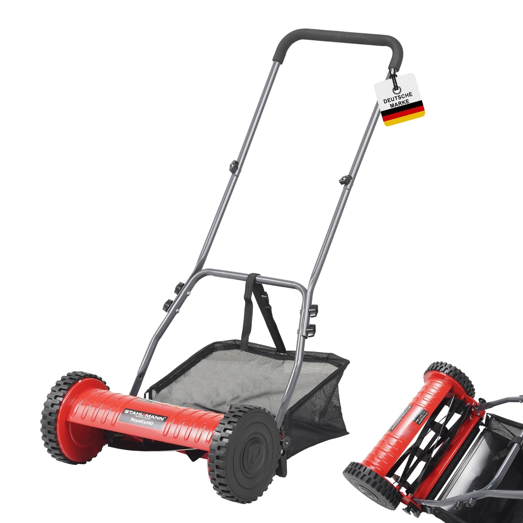 STAHLMANN Spindelmäher RoyalCut – Rasenmäher mit 40 cm Schnittbreite, 32 Liter Fangkorb, 4-stufige Schnitthöheneinstellung – Handrasenmäher manuell - leise und umweltfreundlich 40cm