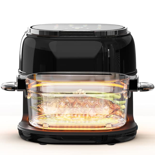 KAITOL Heißluftfritteuse 5L, Air Fryer Frittierkorb aus Glas, Digitalem LED-Touchscreen AirFryer, 9 Menüs, 1-60Min, Sichtbares Fenster, Max Crisp, Roast, Bake, Spülmaschinenfest