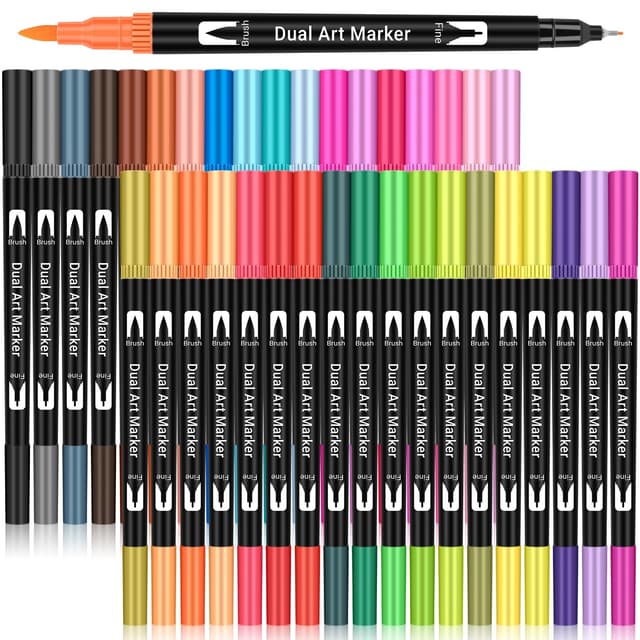 Maqhpu Filzstifte, 36 Farben Dual Brush Fineliner Feine Spitze & Pinsel Spitze, Filzstifte Dicke und Dünne für Erwachsene und Kinder, Pinselstifte für Bullet Journal, Zeichnen, Scrapbook, Schulbedarf
