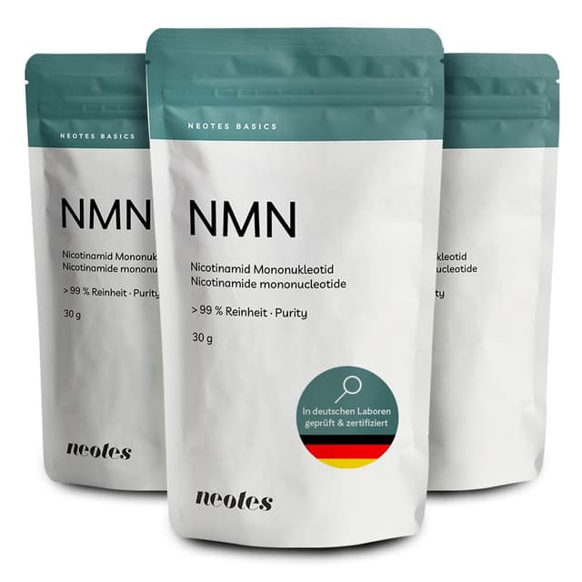 NMNeotes - 3 x 30g Packung | hochreines Nicotinamid Mononukleotid Pulver - Reinheit mehr als 99% ohne Zusatzstoffe - in Deutschland laborgeprüfter Markenrohstoff für Laboranwendung | neotes