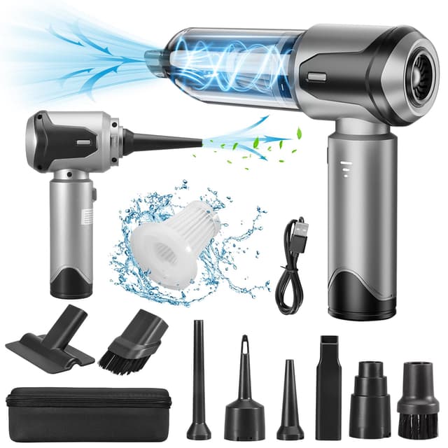 Grixz Handstaubsauger, 22000Pa Handstaubsauger Akku, Autostaubsauger mit Bürstenloser Motor, Auto Kabellos Staubsauger für Büro Haus, Küche, Genutzt, Tierhaare Silbergrau