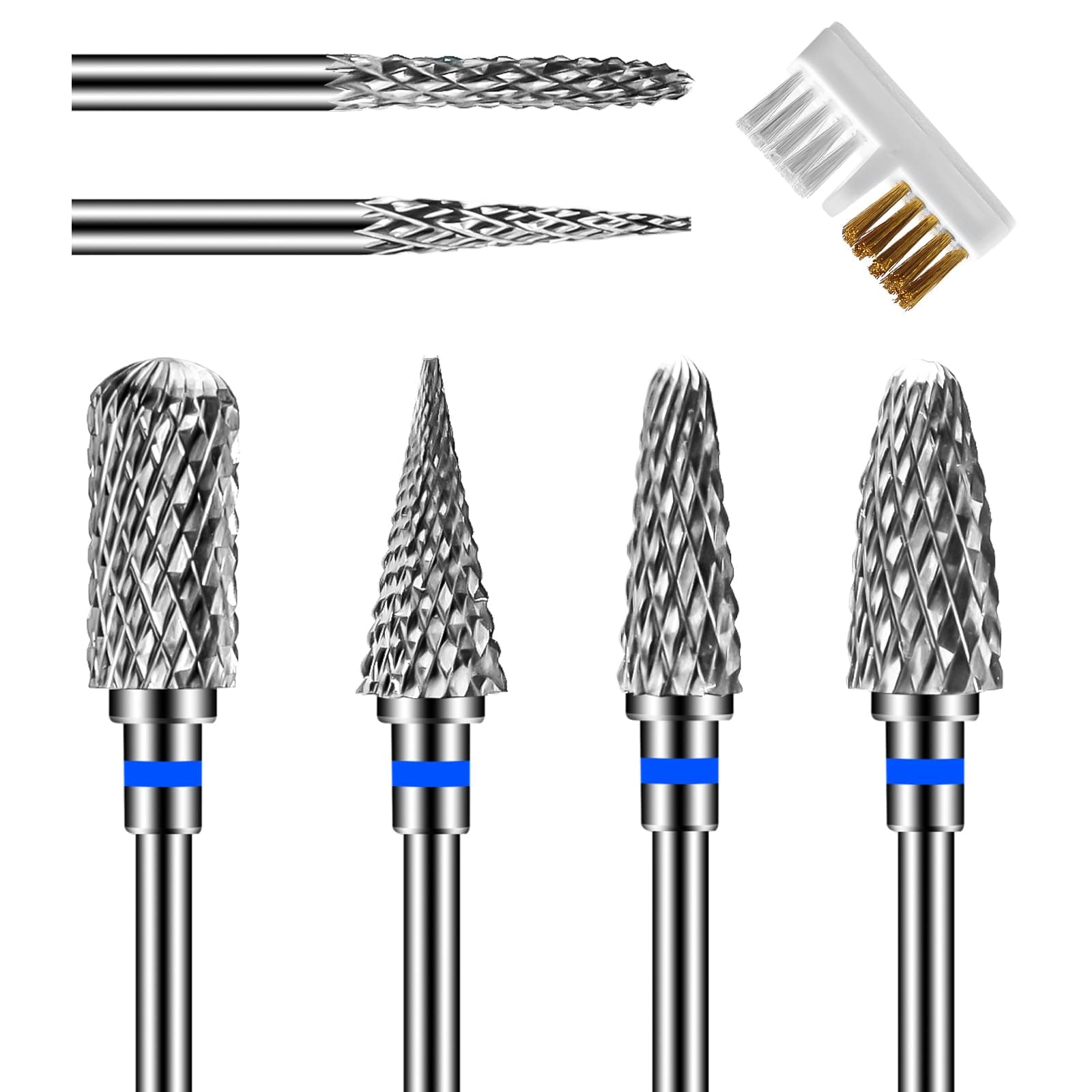 CGBE Nagelfräser Aufsätze Bits für Nagelfräser: 6 Stück Fräser Bits Schleifköpfe Hartmetall Maschine Zubehör für Maniküre entfernen Gel Polygel, 3/32 Zoll Professionelle Nagelfräser Bits. Mittlere Nagelfräser Bits BLAU