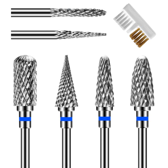 CGBE Nagelfräser Aufsätze Bits für Nagelfräser: 6 Stück Fräser Bits Schleifköpfe Hartmetall Maschine Zubehör für Maniküre entfernen Gel Polygel, 3/32 Zoll Professionelle Nagelfräser Bits. Mittlere Nagelfräser Bits BLAU
