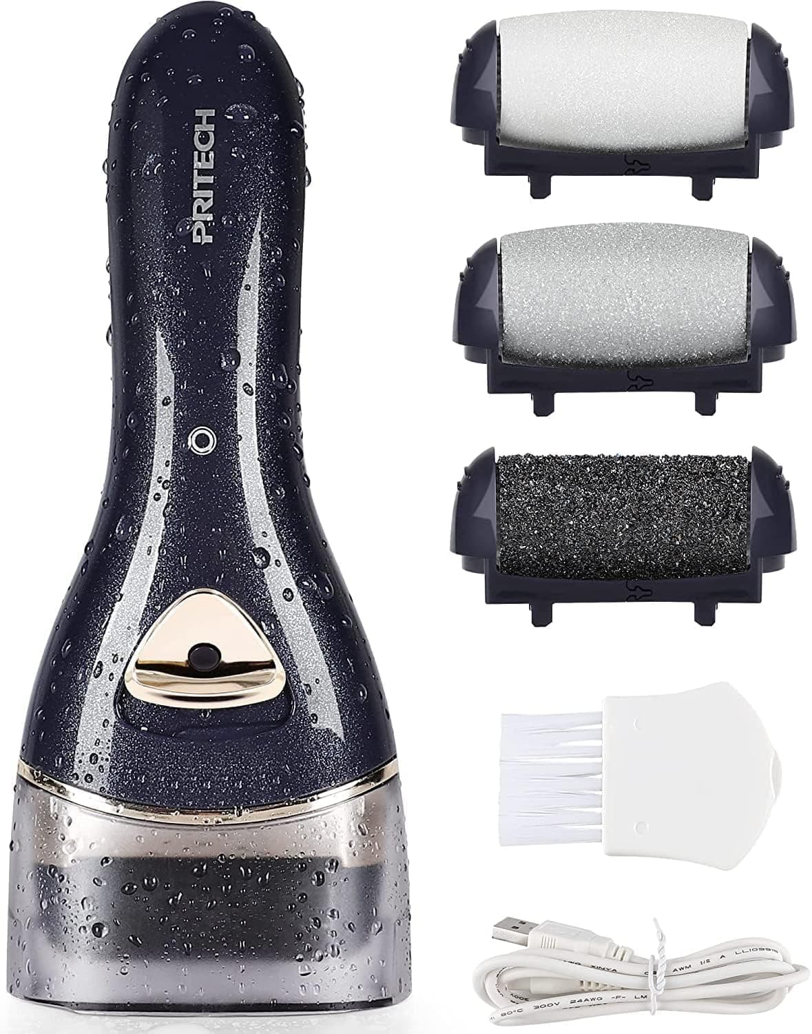 PRITECH Elektrischer Hornhautentferner Fußpflege Hornhaut Entfernen wiederaufladbar Pediküre Hornhautfeile Callus Remover (Schwarz) 1138-schwarz