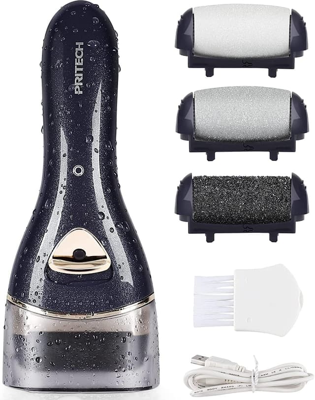 PRITECH Elektrischer Hornhautentferner Fußpflege Hornhaut Entfernen wiederaufladbar Pediküre Hornhautfeile Callus Remover (Schwarz) 1138-schwarz