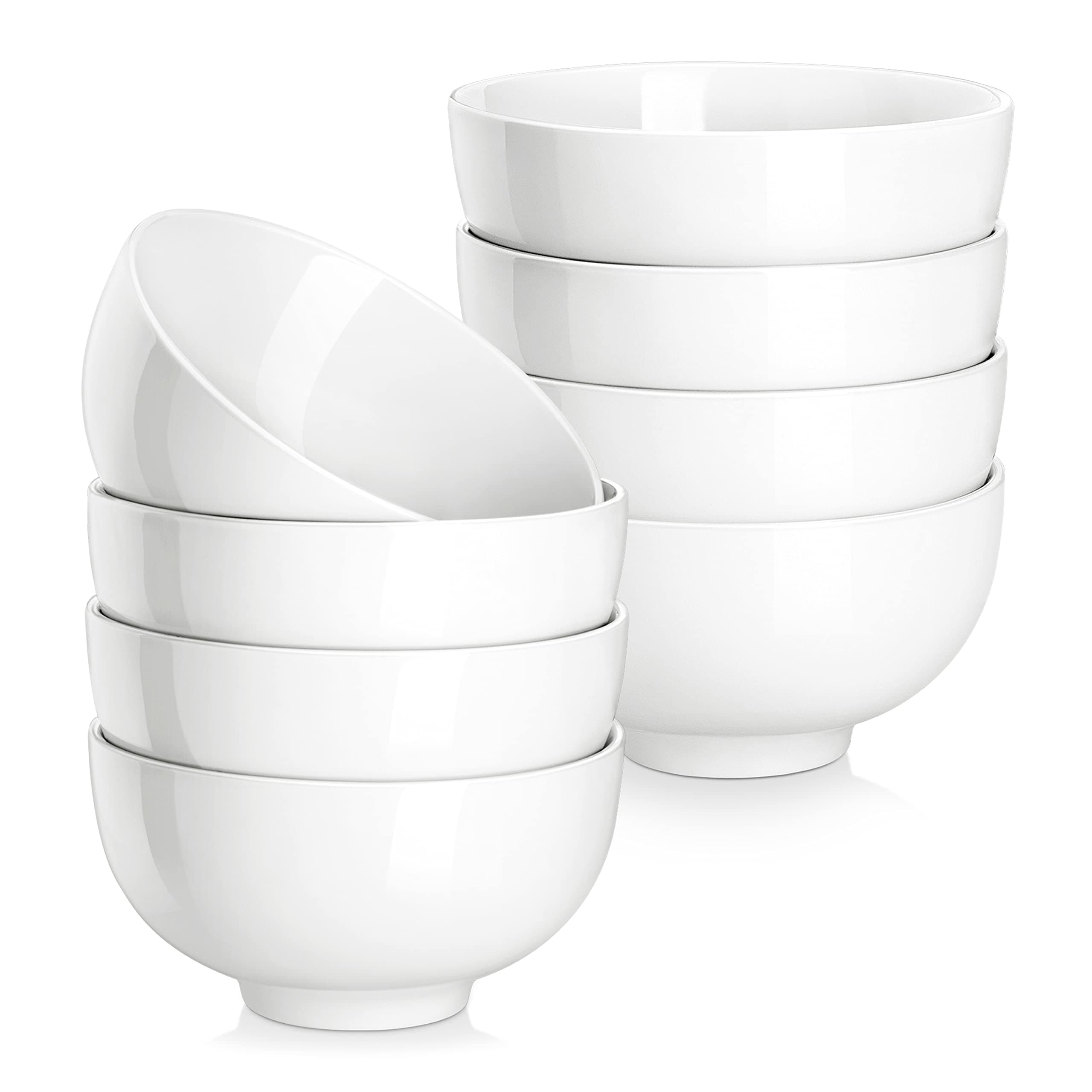 MALACASA, Serie Regular, 8-teilig Porzellan Cremeweiß Müslischalen Set, 300ml Eiscreme-Schale Mini-Suppenschüssel, Snackschale Dessertschale für Salat, Suppen, Ramen, Obst usw. 11,4x11,4x5,8cm 300ML Cremeweiß